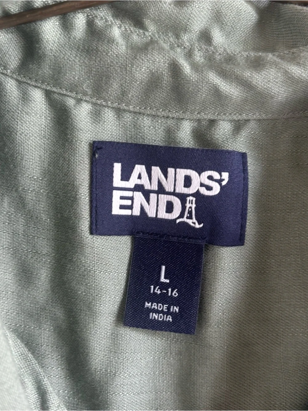 Lands' End Men's Light Sage Button-Front Shirt Jacket - Picture 4 of 6